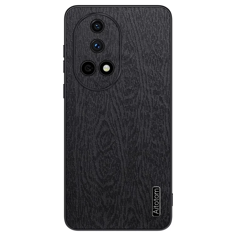 Capa para Huawei nova 13 com textura de madeira, revestimento de couro PU e PC+TPU - Preta