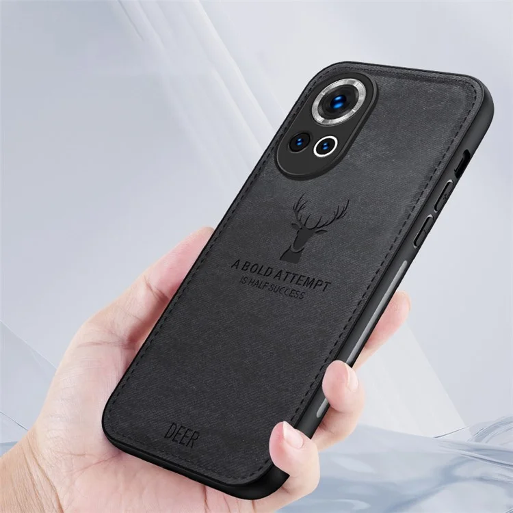 Capa para Huawei nova 13 com padrão de veado, textura de tecido e couro sintético híbrido - Preta