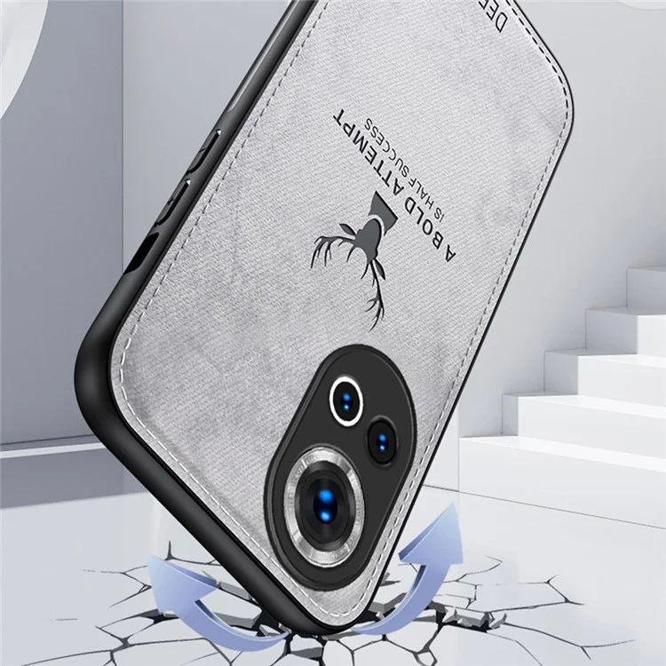Capa para Huawei nova 13 com padrão de veado, textura de tecido e couro sintético híbrido - Preta