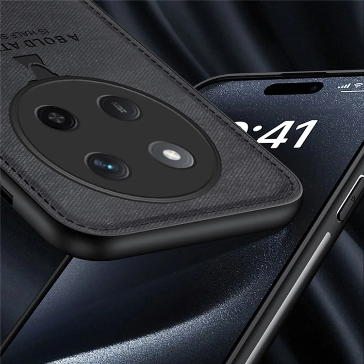 For Honor Magic7 Lite 5G / X9c 5G / X60 Pro 5G Case Deer Pattern Cloth Texture PU Leather Hybrid Phone Cover - Black