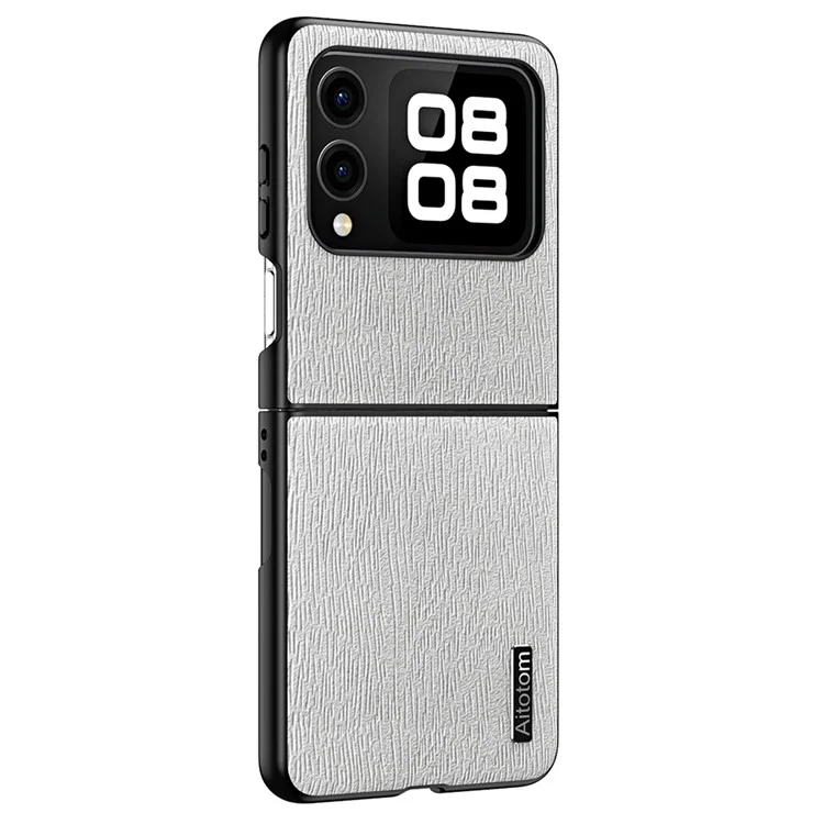 Для Huawei nova Flip 5G Чехол с текстурой дерева ПУ-кожи с покрытием PC+TPU - Серый