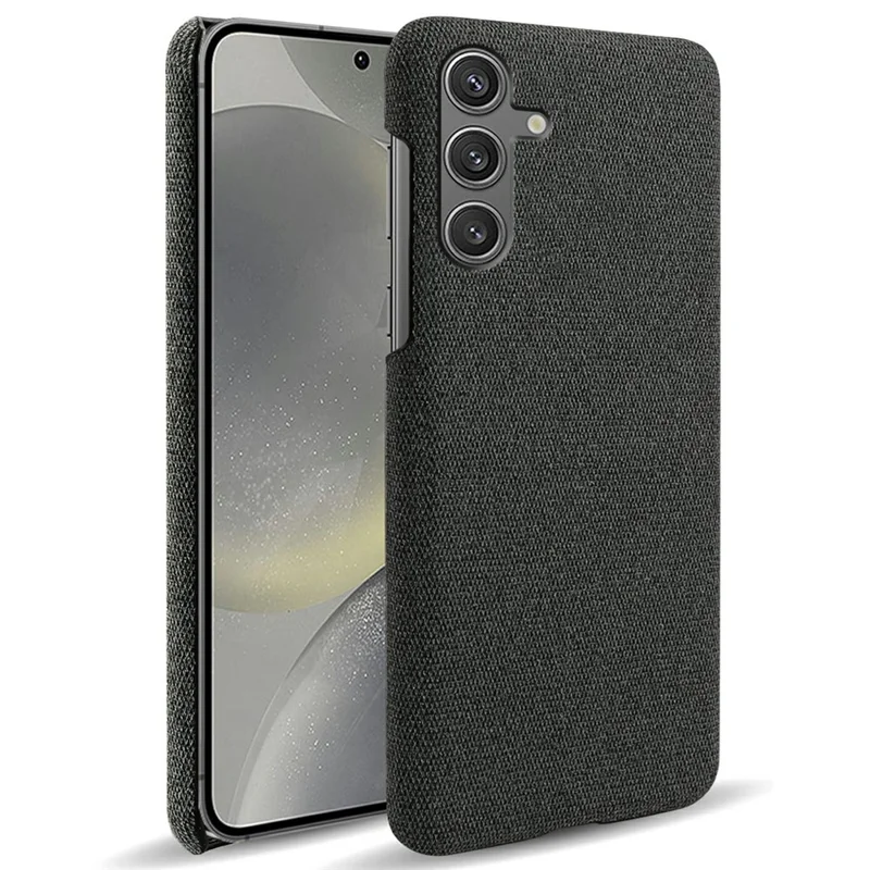 For Samsung Galaxy S25 Case Cloth Texture Anti-Scratch Protective PC Phone Cover - Black
