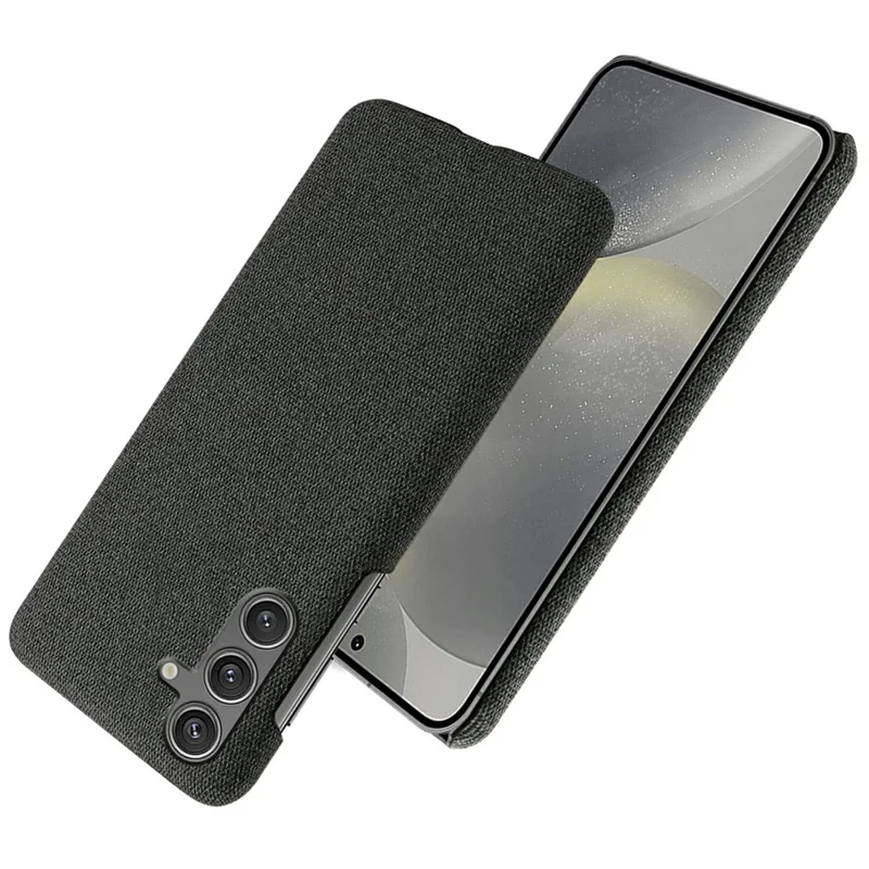 For Samsung Galaxy S25 Case Cloth Texture Anti-Scratch Protective PC Phone Cover - Black