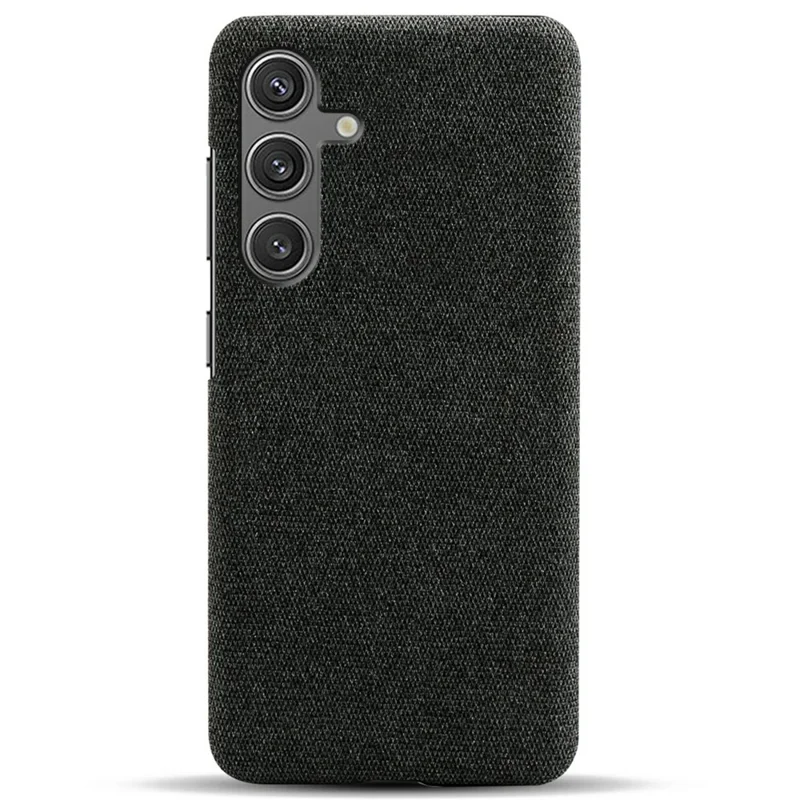 For Samsung Galaxy S25 Case Cloth Texture Anti-Scratch Protective PC Phone Cover - Black