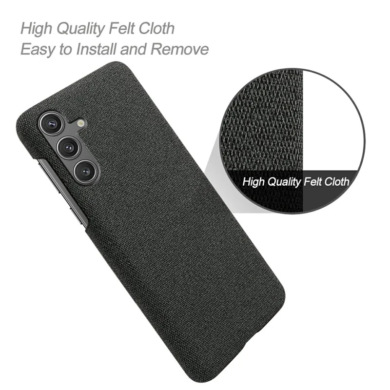 For Samsung Galaxy S25 Case Cloth Texture Anti-Scratch Protective PC Phone Cover - Black