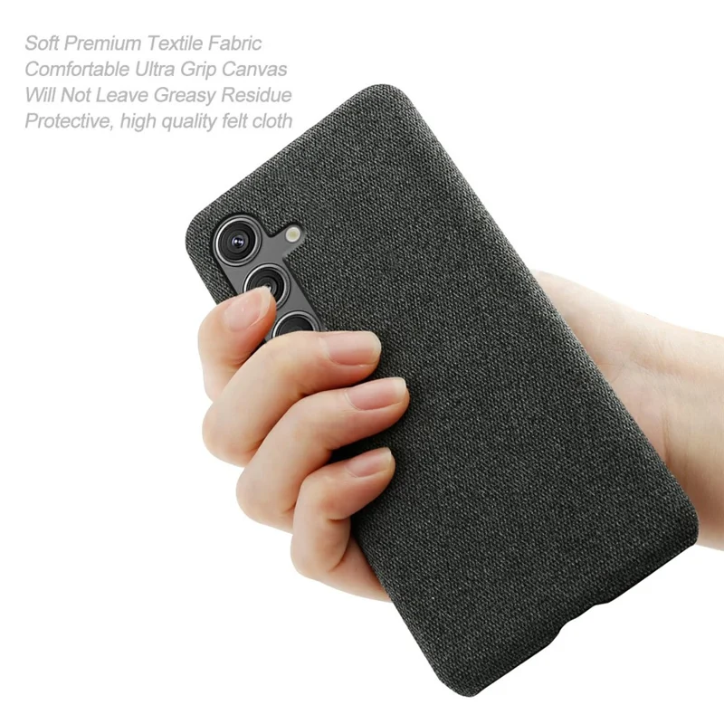 For Samsung Galaxy S25 Case Cloth Texture Anti-Scratch Protective PC Phone Cover - Black