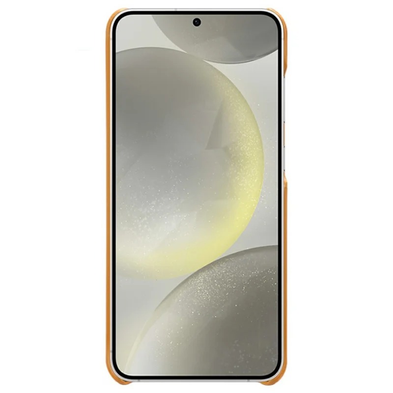 For Samsung Galaxy S25+ Case Calf Texture PU Leather Hard PC Protective Phone Cover - Orange