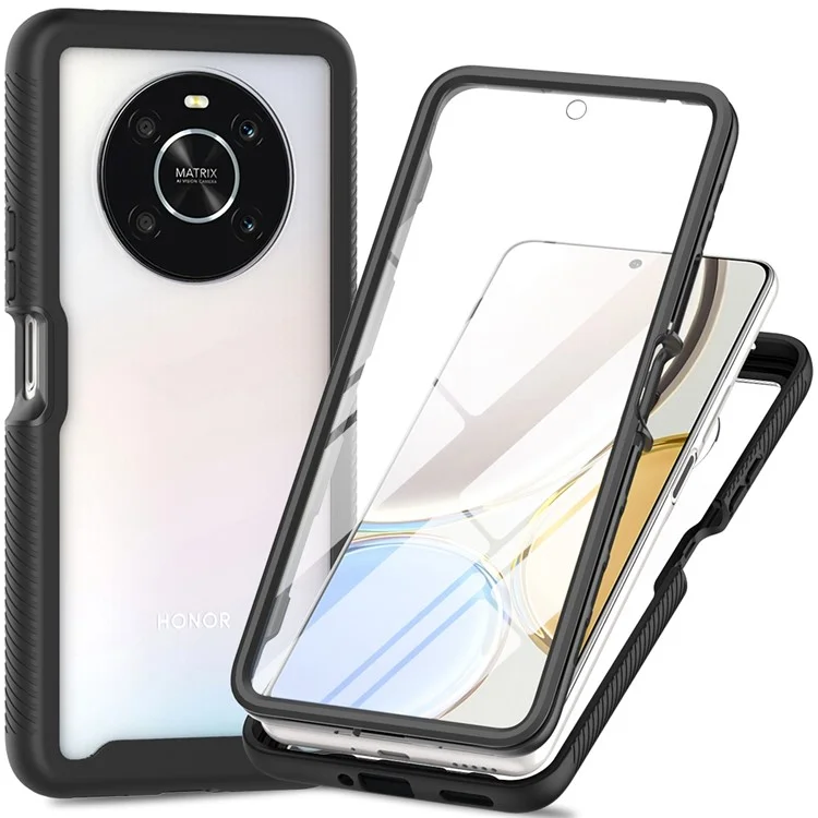 For Honor X9 4G / 5G / X30 5G / Magic4 Lite 5G 3-in-1 Custodia Protettiva Completa per PC + TPU con Pellicola Protettiva per Lo Schermo in PET - Nero