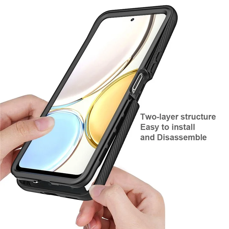 For Honor X9 4G / 5G / X30 5G / Magic4 Lite 5G 3-in-1 Custodia Protettiva Completa per PC + TPU con Pellicola Protettiva per Lo Schermo in PET - Nero
