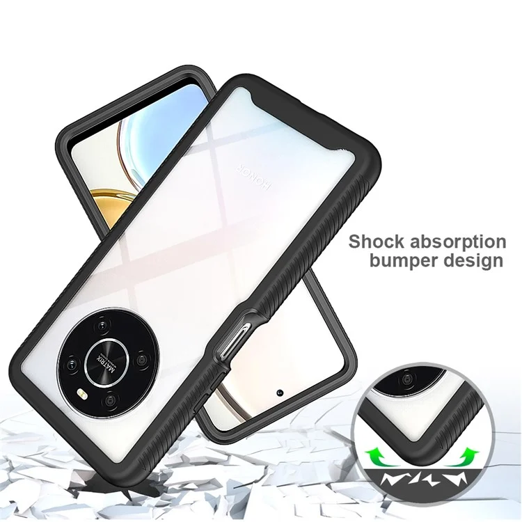 For Honor X9 4G / 5G / X30 5G / Magic4 Lite 5G 3-in-1 Custodia Protettiva Completa per PC + TPU con Pellicola Protettiva per Lo Schermo in PET - Nero
