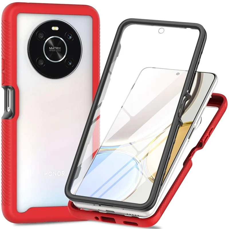 For Honor X9 4G / 5G / X30 5G / Magic4 Lite 5G 3-in-1 PC + TPU Full Protection Phone Case with PET Screen Protector - Red