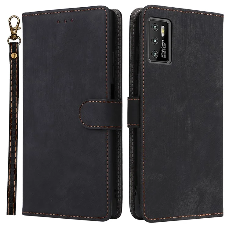 Para Cubot P50 Wallet Case RFID Blocking PU Leather Cover Stand View - Preto