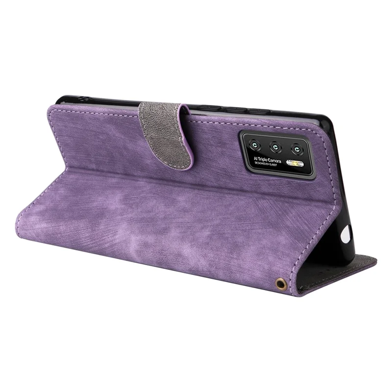 For Cubot P50 Wallet Case RFID Blocking PU Leather Cover Stand View - Purple