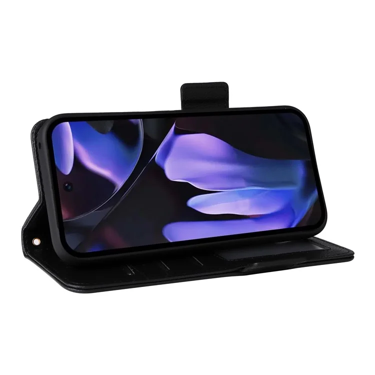 Per Google Pixel 9a, custodia in pelle PU con texture a litchi, custodia a portafoglio flip - Nero