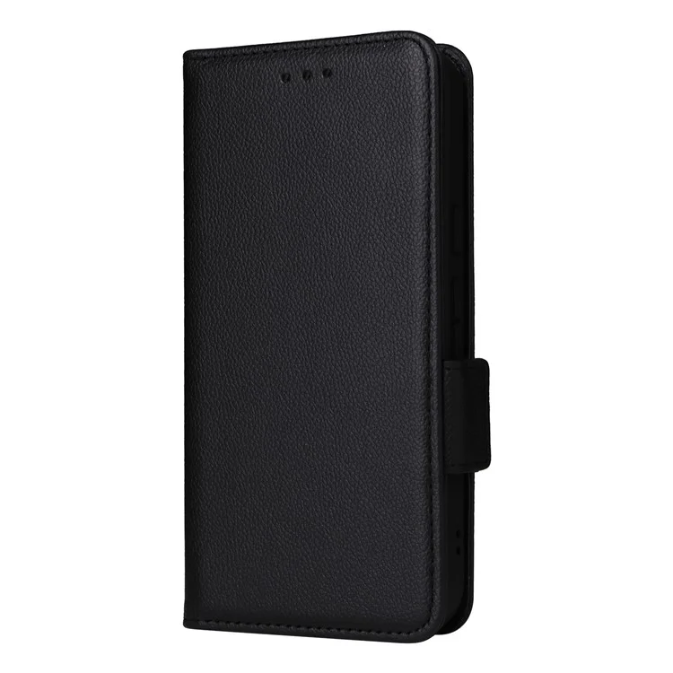 Per Google Pixel 9a, custodia in pelle PU con texture a litchi, custodia a portafoglio flip - Nero