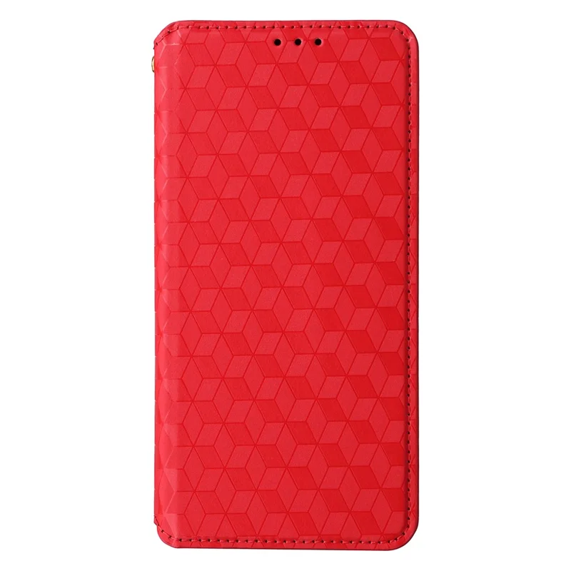 For Google Pixel 9a Wallet Case Rhombus Imprinted Leather Phone Cover - Red