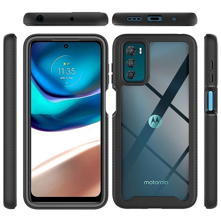 Para Motorola Moto G42 4G PET Protector de Pantalla Caja de Teléfono a Prueba de Golpes Antiarañazos Híbrida de PC + TPU - Negro