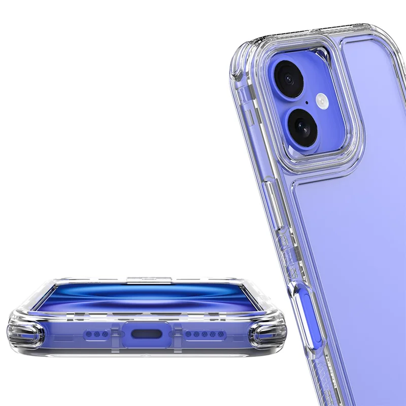 For iPhone 16 Plus Case Acrylic+TPU Clear Phone Cover (Big Lens Hole)