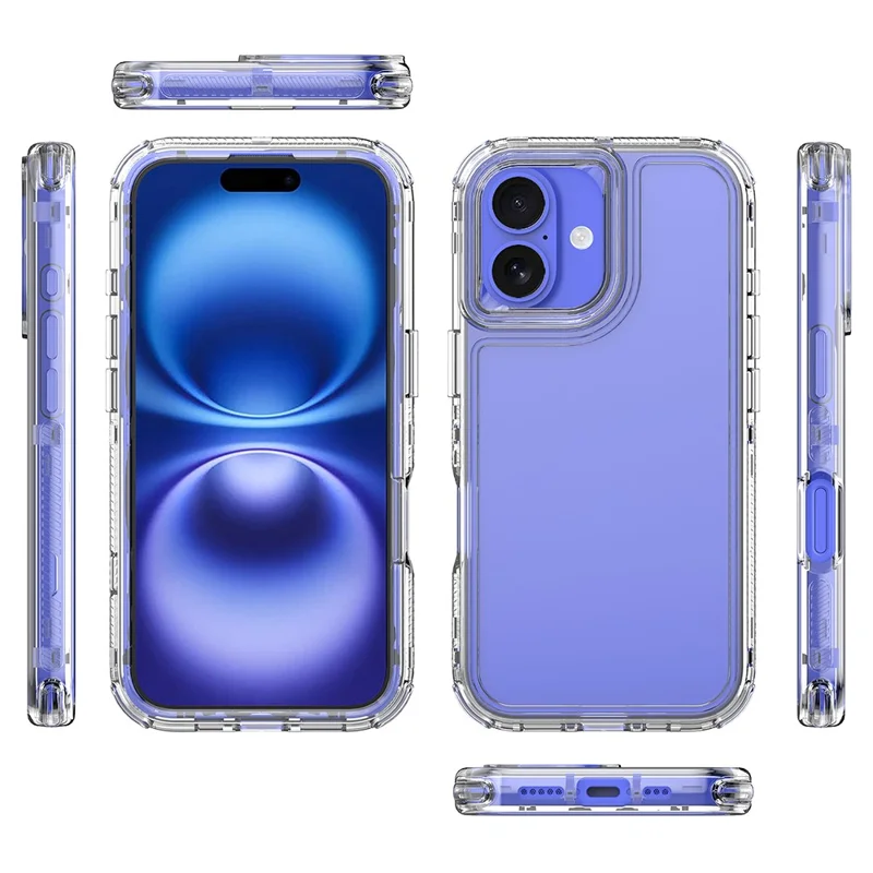 For iPhone 16 Plus Case Acrylic+TPU Clear Phone Cover (Big Lens Hole)