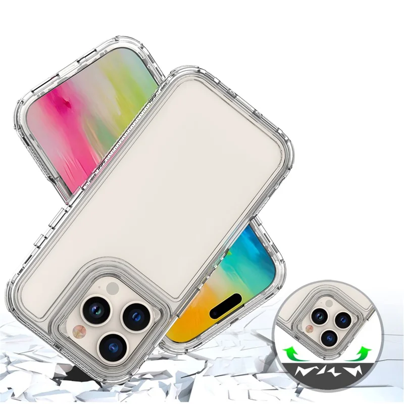For iPhone 16 Pro Case Acrylic+TPU Clear Phone Cover (Big Lens Hole)