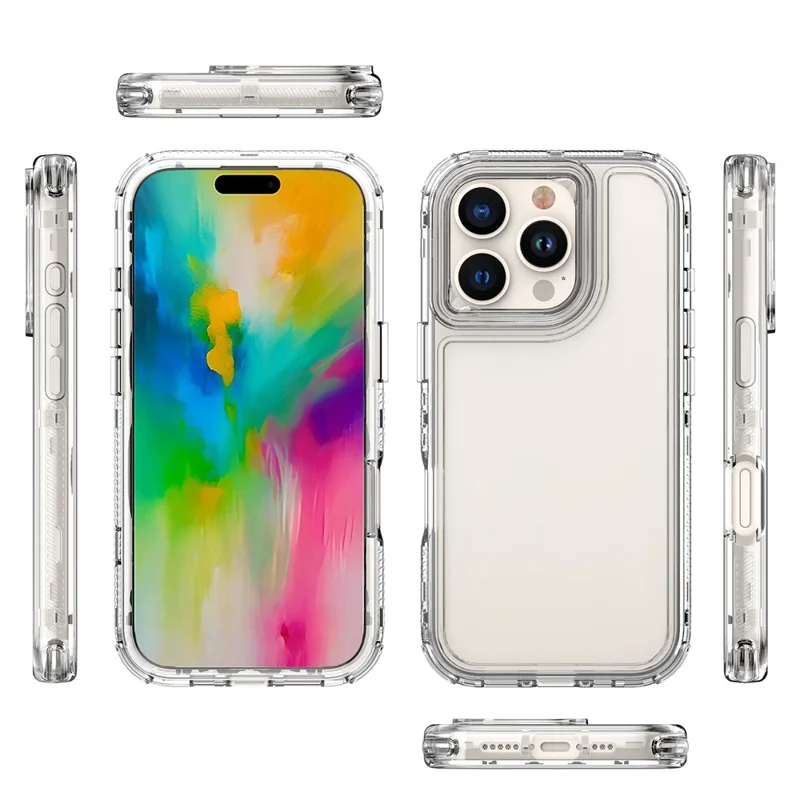 For iPhone 16 Pro Case Acrylic+TPU Clear Phone Cover (Big Lens Hole)