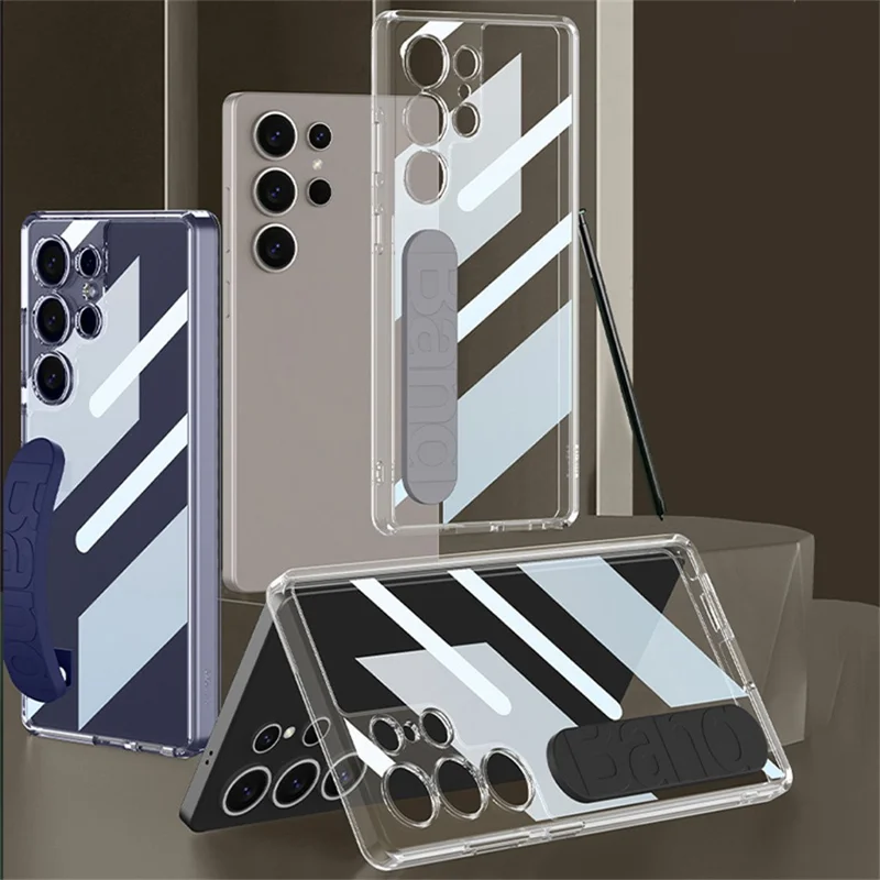 GKK For Samsung Galaxy S25 Ultra Case TPU+PC Clear Phone Cover with Silicone Hand Strap - Blue