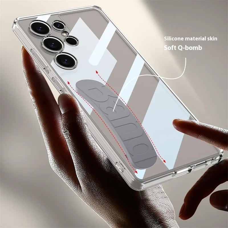 GKK For Samsung Galaxy S25 Ultra Case TPU+PC Clear Phone Cover with Silicone Hand Strap - Blue