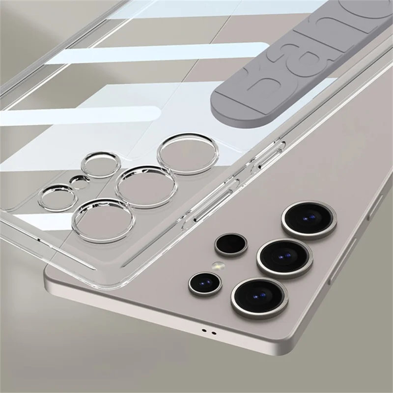 GKK For Samsung Galaxy S25 Ultra Case TPU+PC Clear Phone Cover with Silicone Hand Strap - Blue