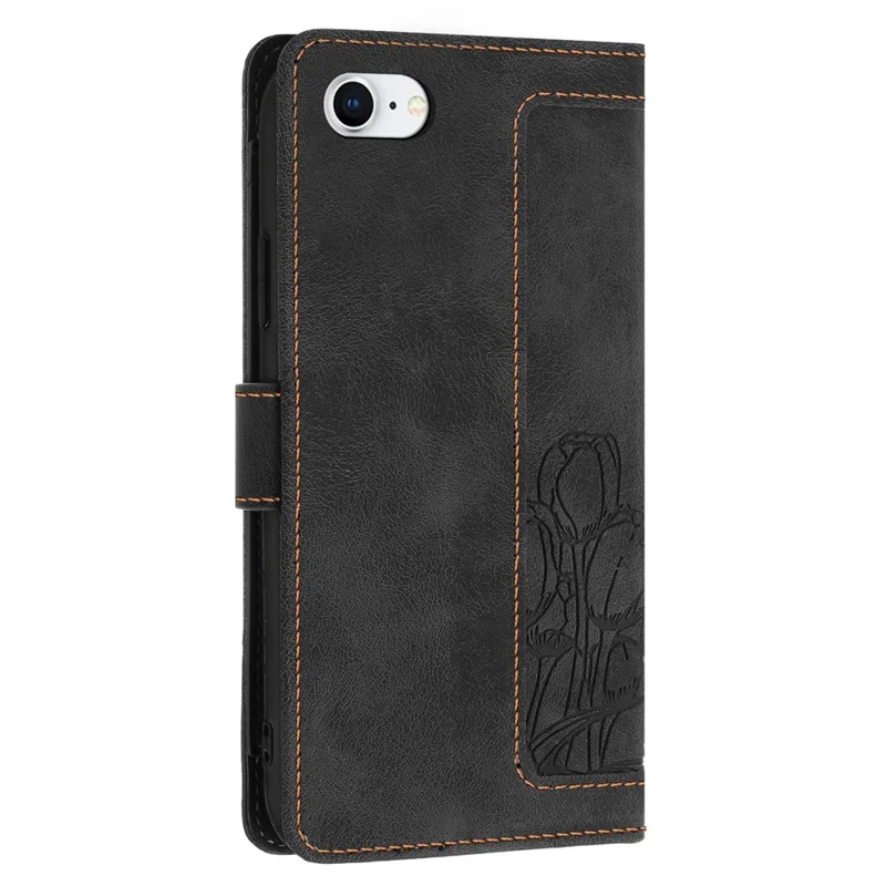 Voor iPhone 16e Hoesje Tulpen Leer Telefoonhoes met 5 Kaartvakken Portemonnee - Zwart