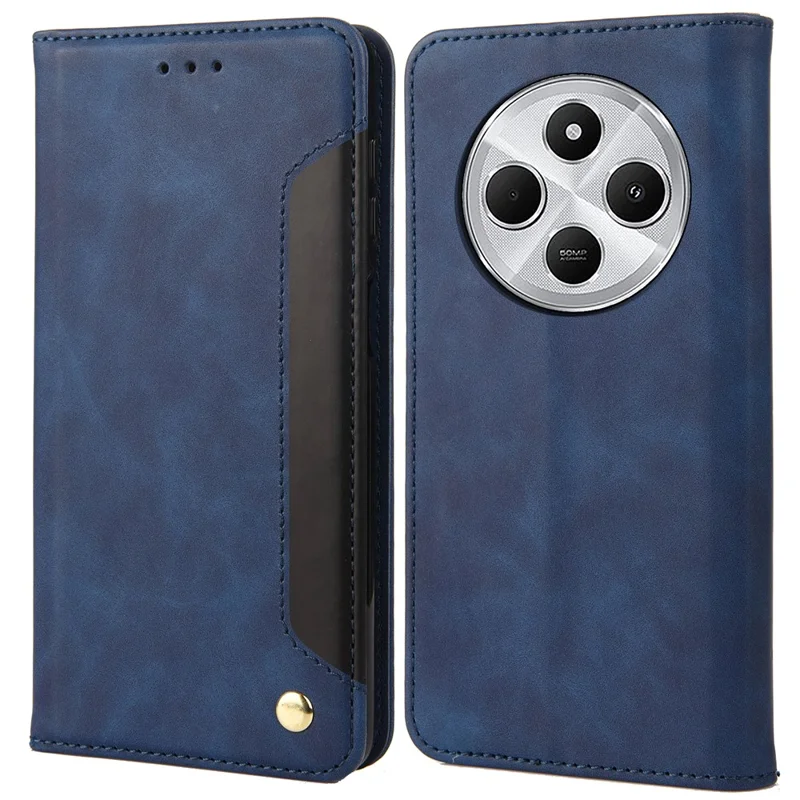 For Xiaomi Poco C75 4G / Redmi 14R 5G / 14C 4G Case PU Leather Shockproof Protection Wallet Phone Cover - Blue