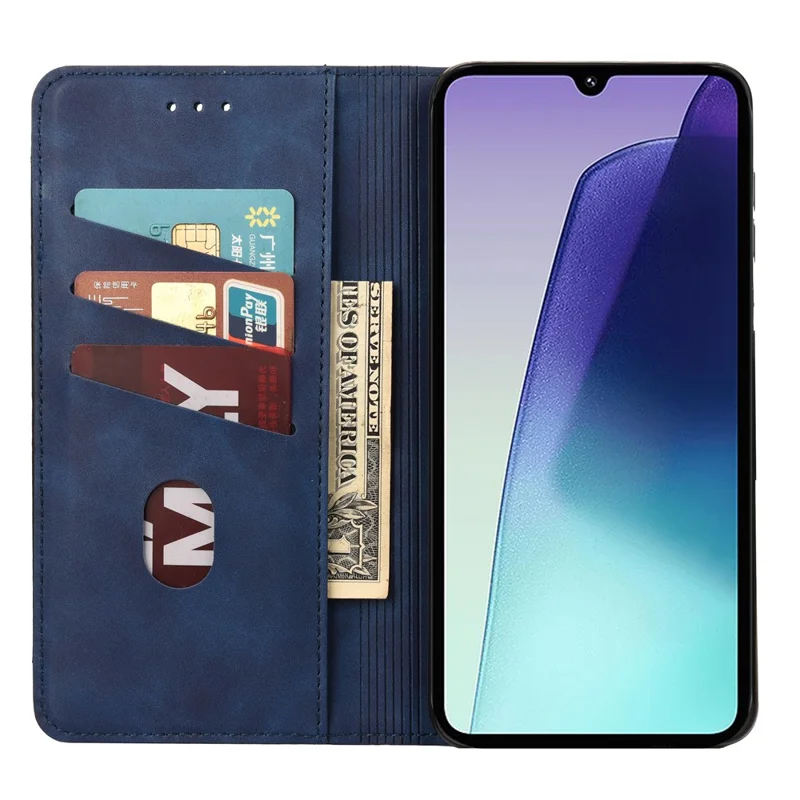For Xiaomi Poco C75 4G / Redmi 14R 5G / 14C 4G Case PU Leather Shockproof Protection Wallet Phone Cover - Blue