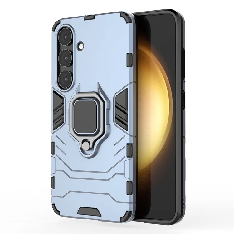 Pour Samsung Galaxy S25+ Étui PC+TPU Coque de protection de téléphone avec support de bague - Bleu