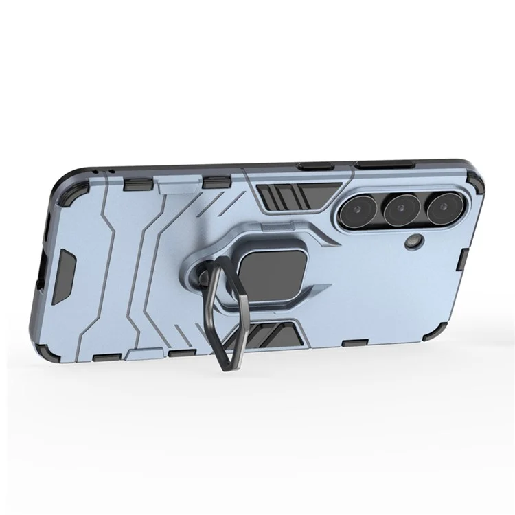 Pour Samsung Galaxy S25+ Étui PC+TPU Coque de protection de téléphone avec support de bague - Bleu