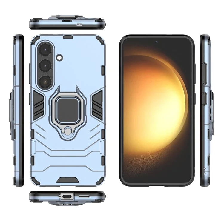 Pour Samsung Galaxy S25+ Étui PC+TPU Coque de protection de téléphone avec support de bague - Bleu