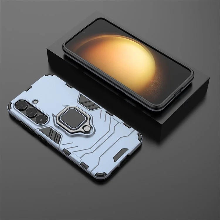 Pour Samsung Galaxy S25+ Étui PC+TPU Coque de protection de téléphone avec support de bague - Bleu