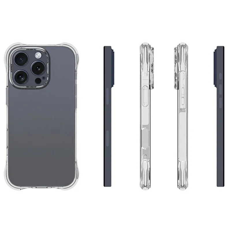 For iPhone 16 Pro Clear Phone Case 2.0mm Thickness Shockproof TPU Phone Cover