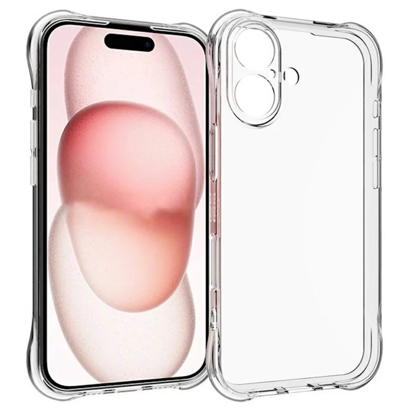 For iPhone 16 Clear Phone Case 2.0mm Thickness Shockproof TPU Phone Cover