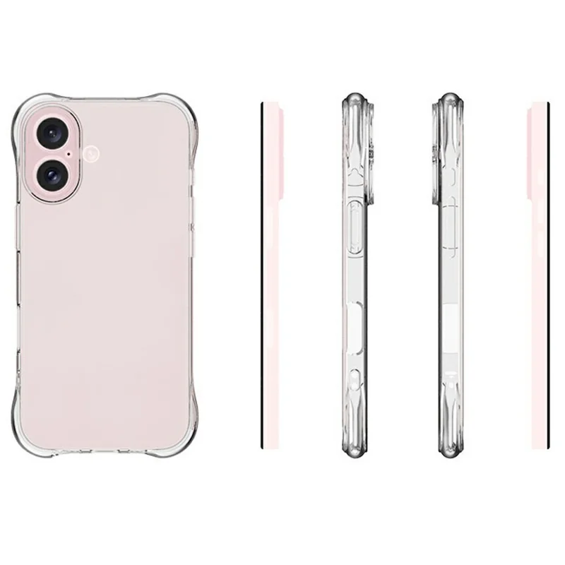 For iPhone 16 Clear Phone Case 2.0mm Thickness Shockproof TPU Phone Cover