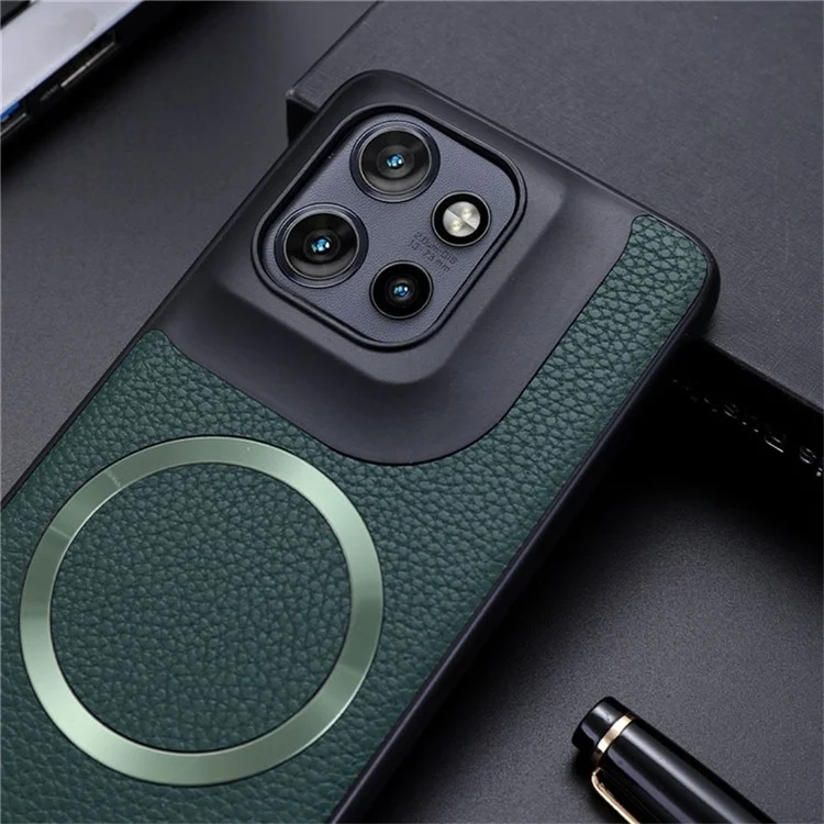 Étui pour Motorola Edge 50 Neo 5G compatible avec MagSafe, texture de litchi en cuir PU + couverture de téléphone TPU - Violet clair
