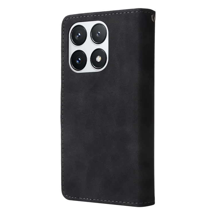 Capa para Xiaomi 14T Pro Carteira com Zíper Múltiplos Slots para Cartões Capa de Telefone de Couro - Preto