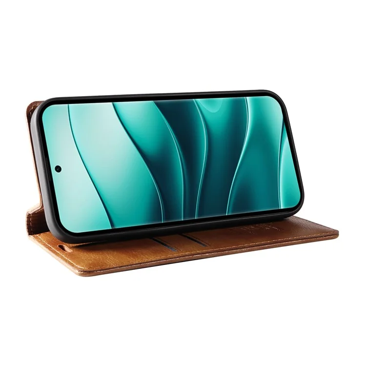Funda YIKATU YK-006 para Xiaomi Redmi Note 14 5G, cierre magnético, cubierta de teléfono de cuero con textura de litchi - Marrón