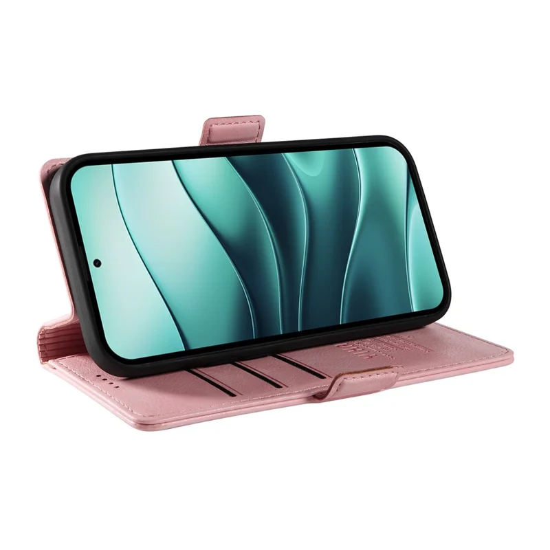 YIKATU YK-007 Чехол для Xiaomi Redmi Note 14 5G, боковая пряжка, чехол из искусственной кожи с текстурой личи - розовый