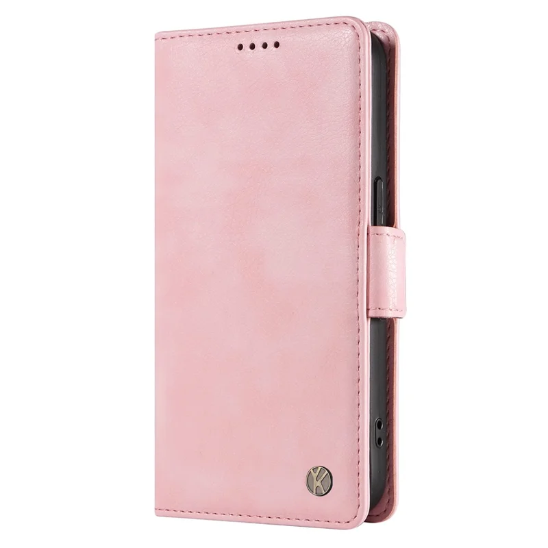 YIKATU YK-007 Чехол для Xiaomi Redmi Note 14 5G, боковая пряжка, чехол из искусственной кожи с текстурой личи - розовый