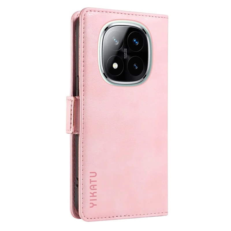 YIKATU YK-007 Чехол для Xiaomi Redmi Note 14 5G, боковая пряжка, чехол из искусственной кожи с текстурой личи - розовый