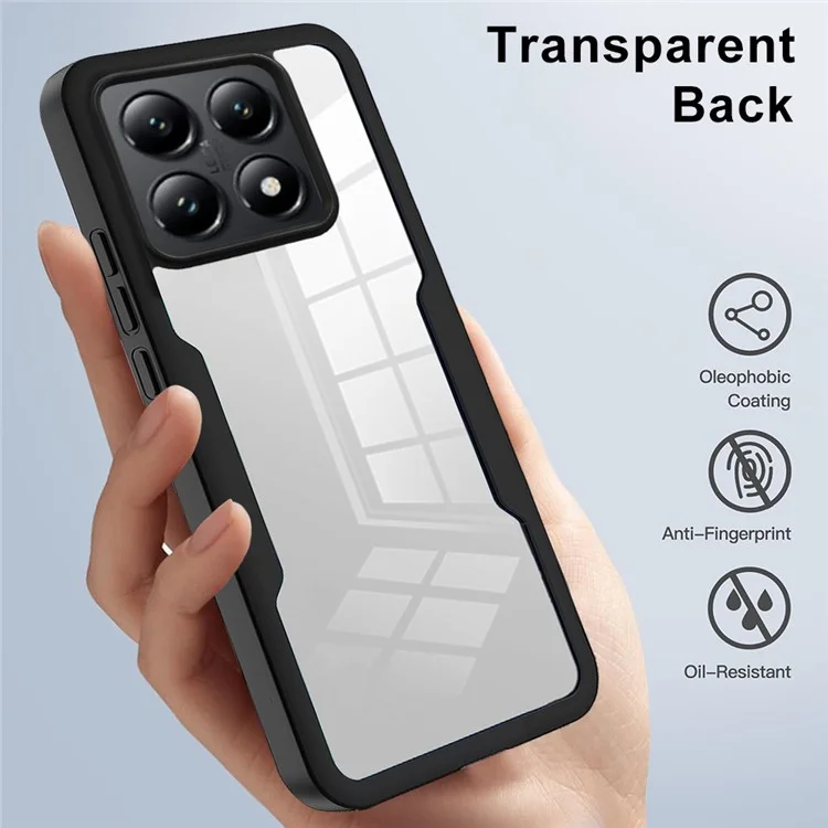 Pour Xiaomi 14T Pro Étui Acrylic+TPU Coque Transparente avec Film de Protection d'Écran en PET - Noir