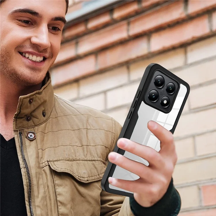 Pour Xiaomi 14T Pro Étui Acrylic+TPU Coque Transparente avec Film de Protection d'Écran en PET - Noir