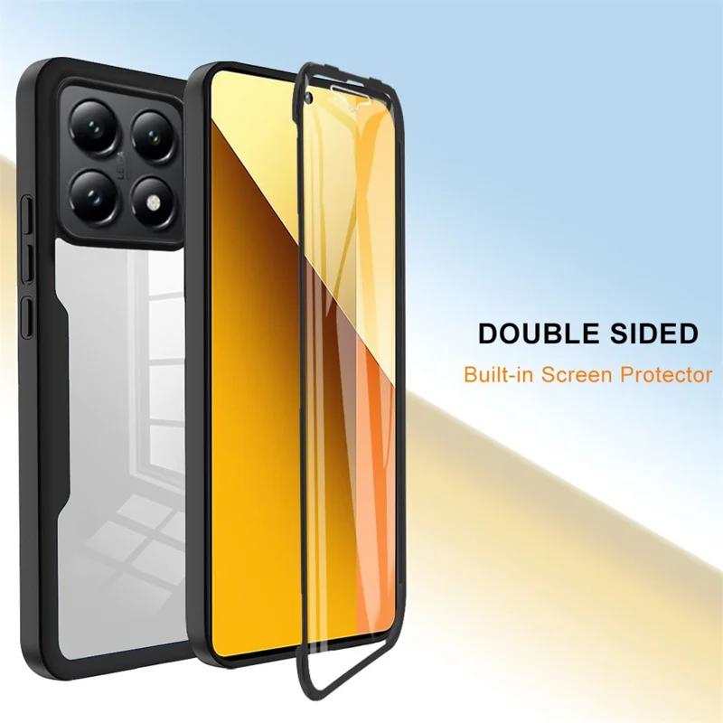 Per Xiaomi 14T Case Acrilico+TPU Custodia Telefonica Trasparente con Pellicola Protettiva PET per Schermo - Nero