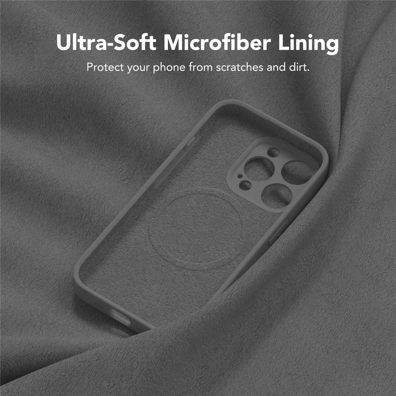 For iPhone 14 Pro Case Compatible with MagSafe Liquid Silicone Cover with 2 Tempered Glass Screen Films - Purple