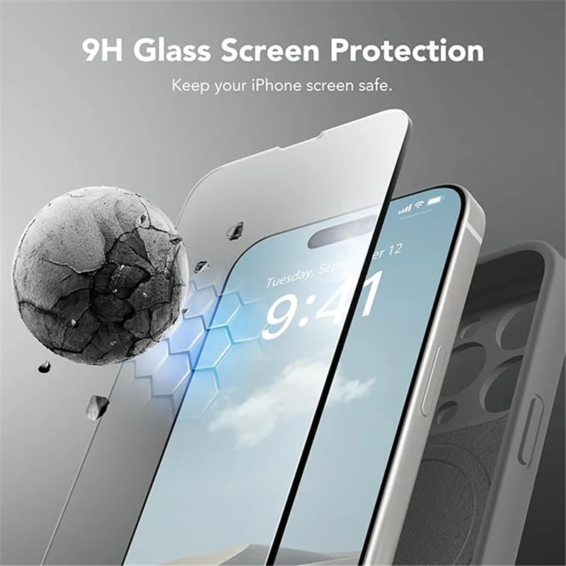 For iPhone 14 Pro Case Compatible with MagSafe Liquid Silicone Cover with 2 Tempered Glass Screen Films - Purple