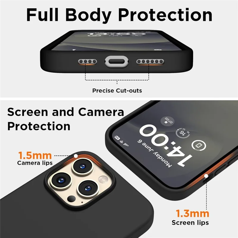 For iPhone 14 Pro Max Case Compatible with MagSafe Liquid Silicone Cover with 2 Tempered Glass Screen Films - White